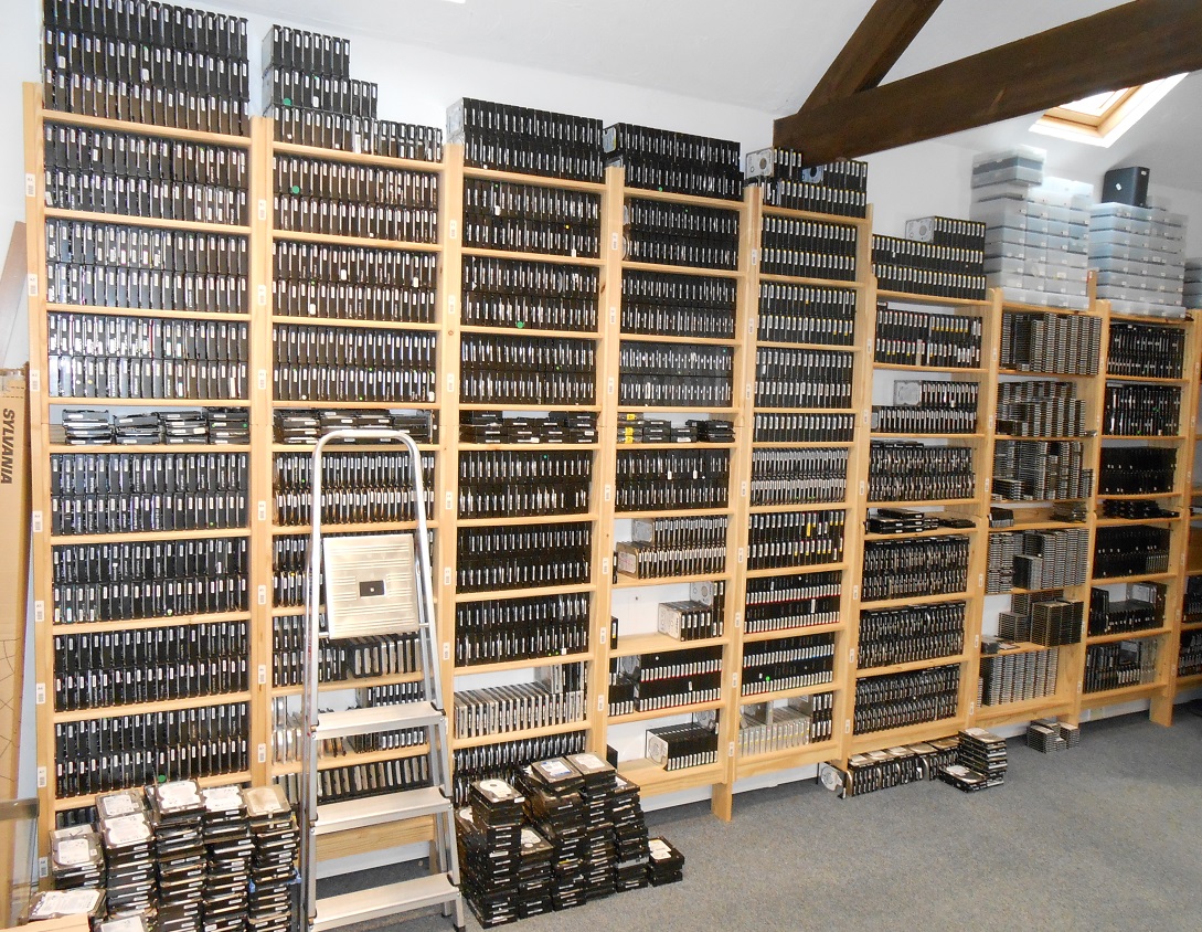 Wall of hard drives for spares/repair